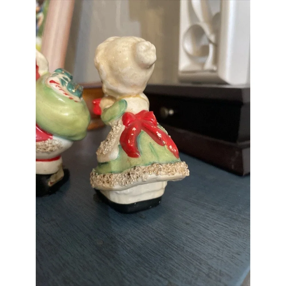 Lefton Mr & Mrs Claus Salt & Pepper Shakers‎ Stamped Geo Z Lefton 1957 Signed